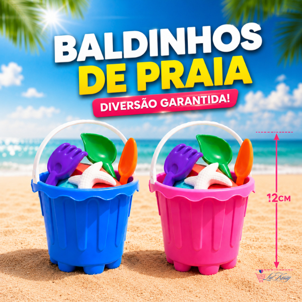 Baldinho de Praia Infantil Kit Completo Com Forminhas