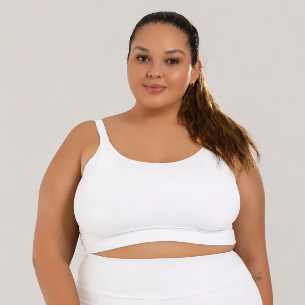 Top Academia Fitness Duplo Plus Size Alça Reforçada Suplex Poliamida Compressão — imagem 1