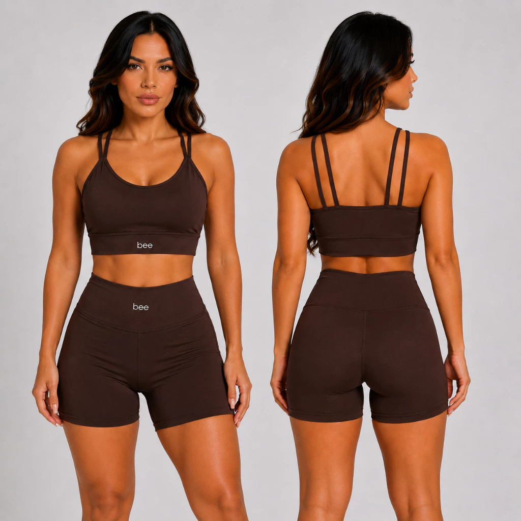 Conjunto Fitness Feminino Zero Transparência Bee Cós Alto Academia Treino Musculação Yoga Corrida Modelador — imagem 1