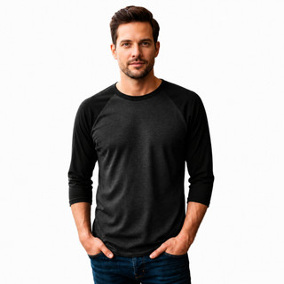 Camisa Masculina manga Raglan 3/4 Algodão Camiseta Blusa Varias Cores