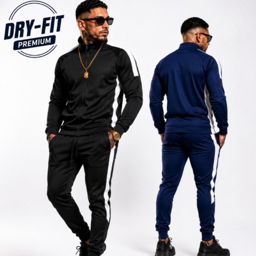 Conjunto Masculino Neoprene Dry Fit Premium Jaqueta com Zíper + Calça Jogger Esportivo Academia Casual Slim