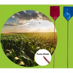 KIT 100 UNIDADES BANDEIRINHA DE DEMARCAÇÃO PESQUISA AGRÍCOLA Branca 120cm