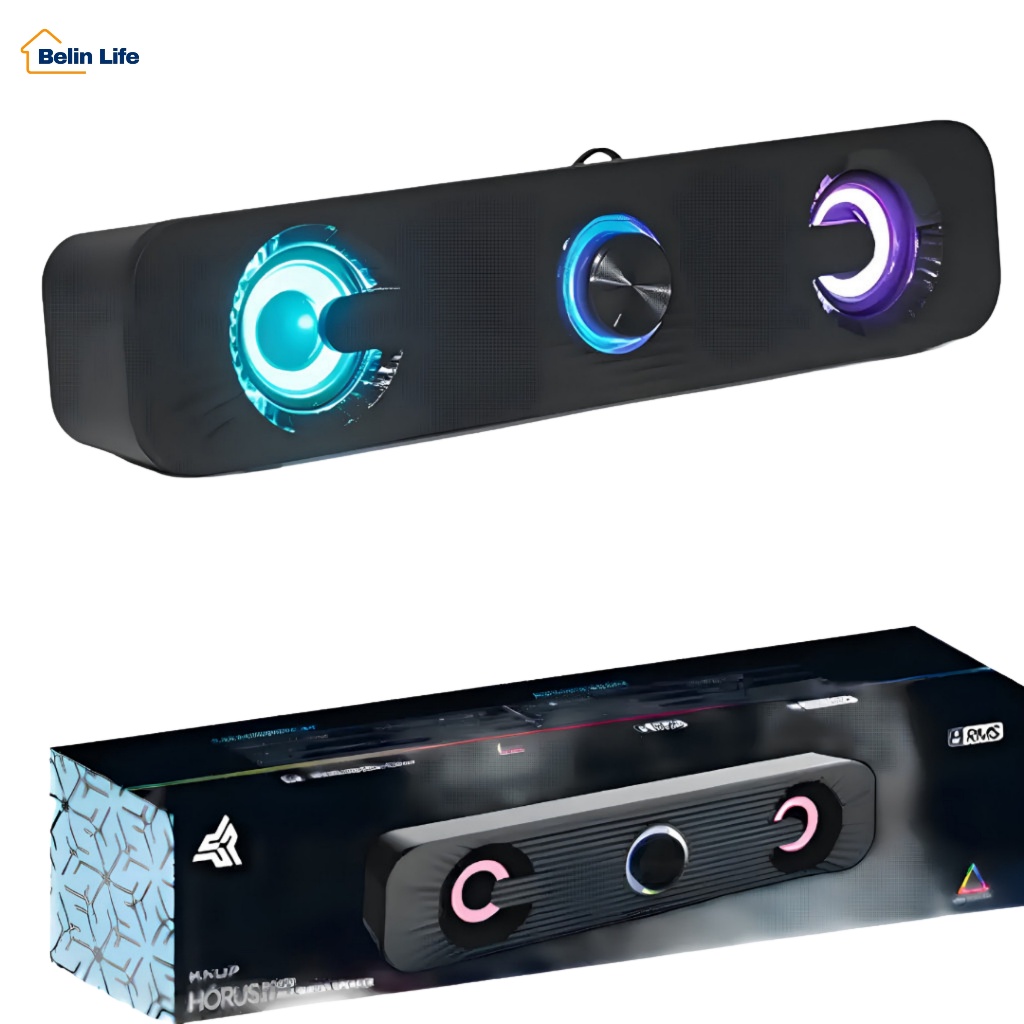 Caixa De Som Soundbar PC Knup RO829 6W RMS RGB 32,5cm Com Volume