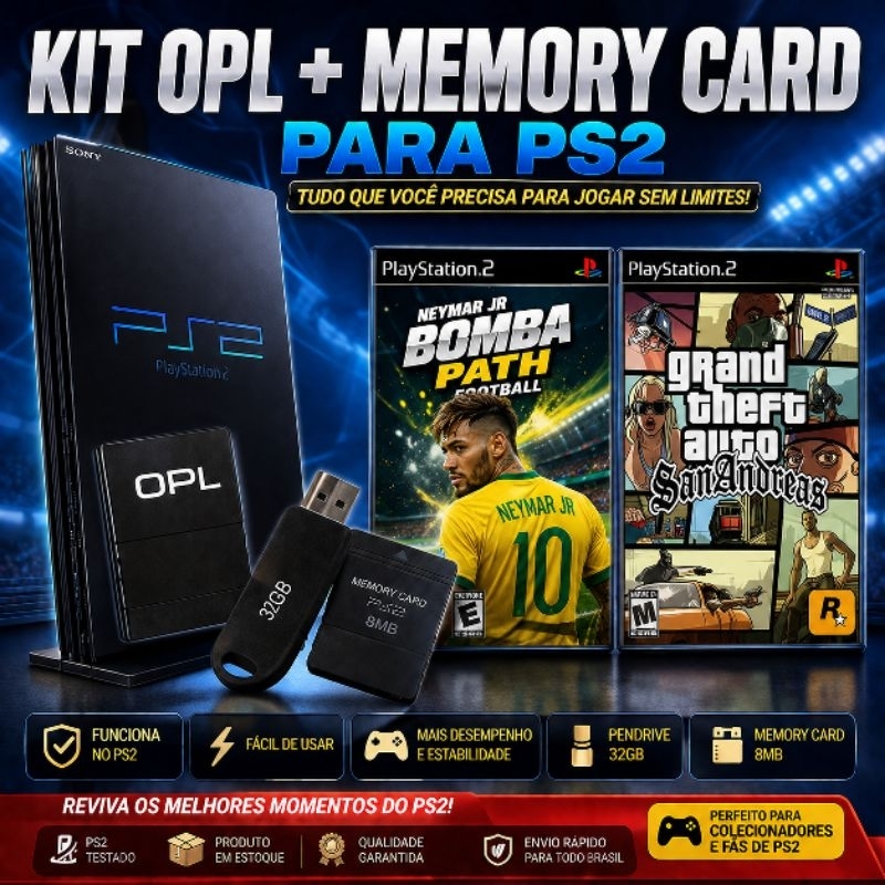 Pen drive PS2 com 40 jogos de Playstation 2