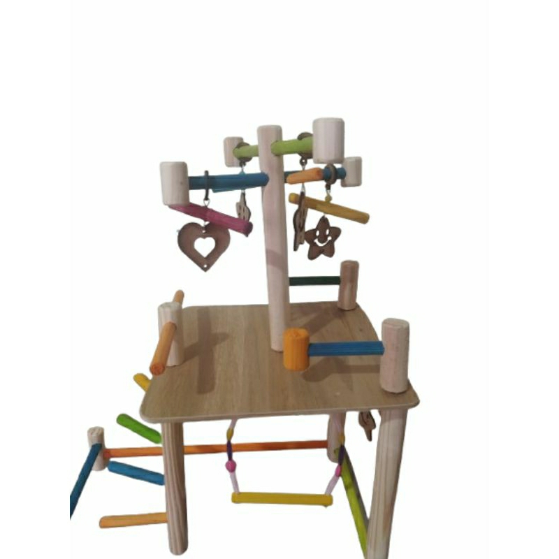 Brinquedo playground parquinho cantinho feliz para calopsita, de brinde dois porta comidinha. — imagem 2 de 2