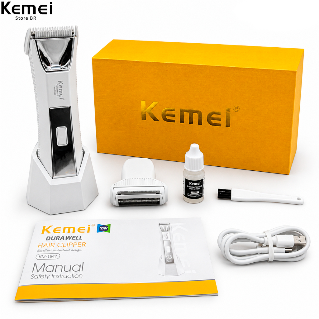 Kemei- KM-1847 Aparador de pêlos elétricos para homens e mulheres, depilação corporal