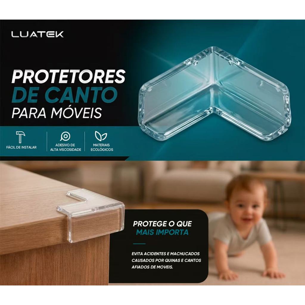 20 Protetor De Silicone De Mesa Quina Protetor Para Móveis Quadrado e Rotundidade Cozinha-LUATEK · foto 2