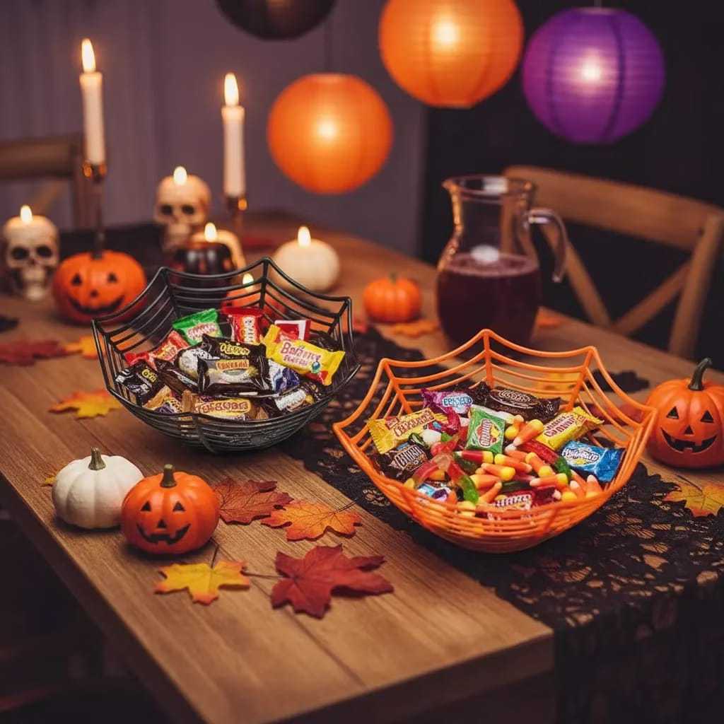 Cesto Decorativo Teia de Aranha Halloween Porta Doces Festa