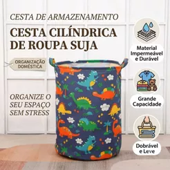 Cesto Organizador De Roupa Suja E Brinquedos 40L Grande Dobrável Impermeável Para Lavanderia