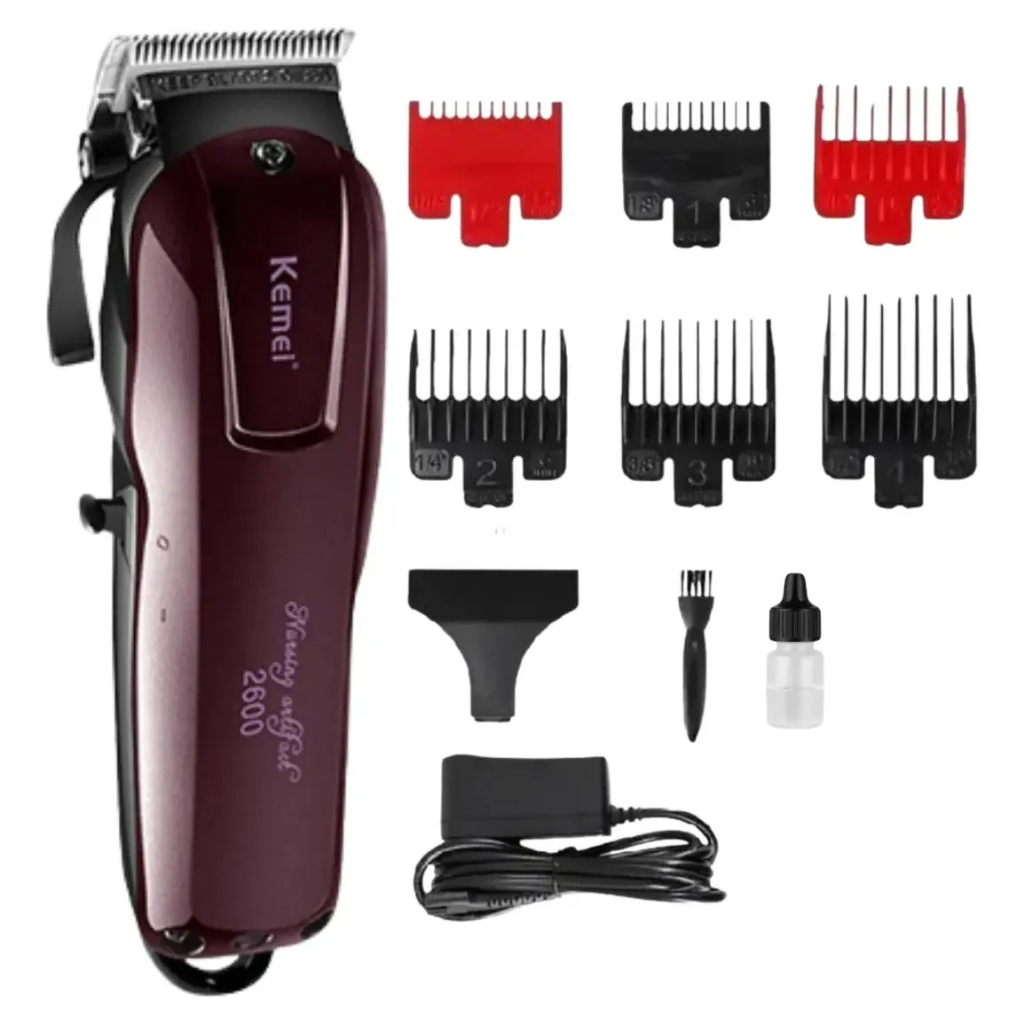 Máquina de Cortar Cabelo Kemei KM-2600-G 9W - Potente e Silenciosa com Lâmina de Aço Carbono