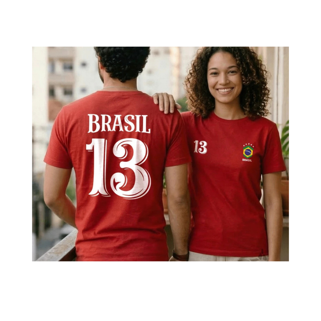Camiseta T-Shirt "Brasil 13" Edição Copa do Mundo Unissex em Algodão Estampa Premium............