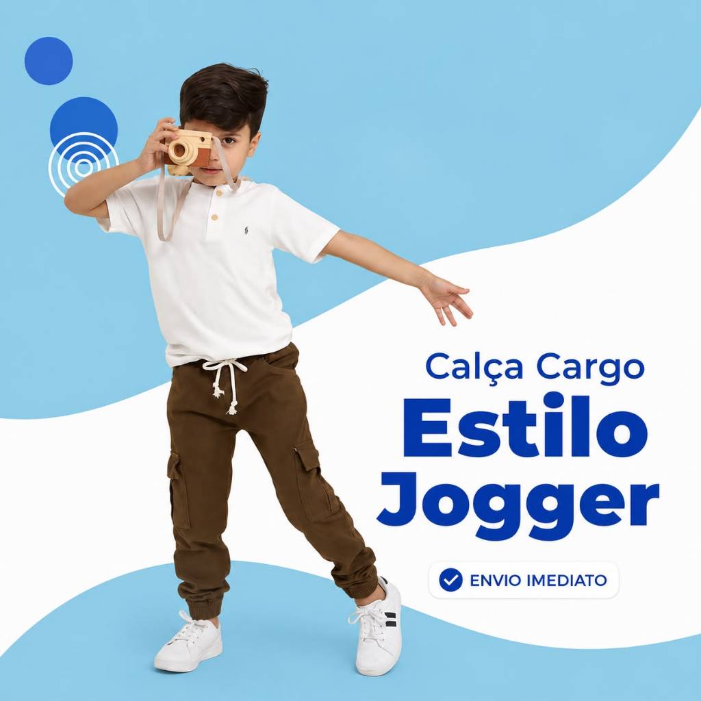 Calça Cargo Infantil Masculina Calça Cargo Brim Infantil e Juvenil com botão  com Bolsos – Confortável e Estilosa