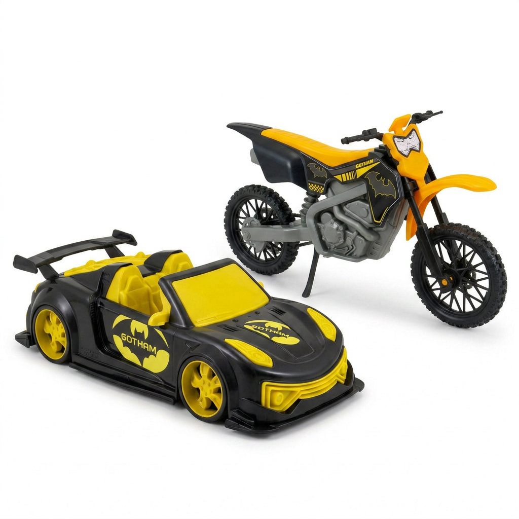 Kit Gotham Carrinho Porsche + Moto Batman | Carro Conversível de Luxo Grande 37c