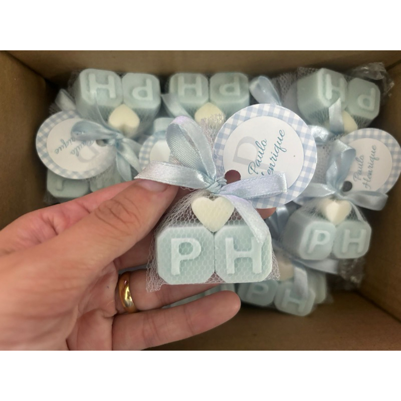 Lembrancinha Sabonete Artesanal 2 Letras com Coração | Personalizada | Chá de Bebê | Maternidade | Aniversário