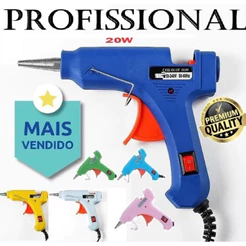 Pistola de cola quente 30w com botão liga e desliga bico fino