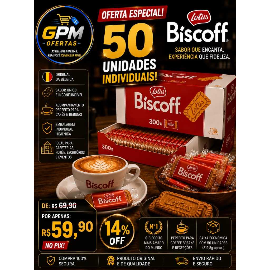 Biscoito Doce Belga 50 unidades 350g - Lotus Biscoff
