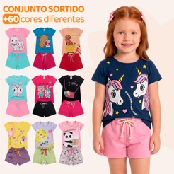 Kit Sortido 6 ou 10 Peças de Roupas Bebe Menina Conjunto Verão Infantil Feminino Algodão Conjunto de Calor Florzinha
