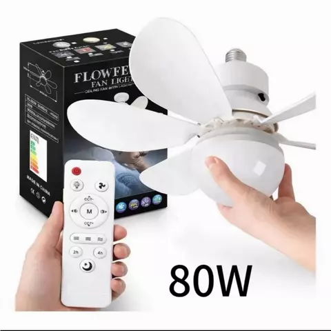 Ventilador de Teto Com Luz 80W Led 3 Tipos de Luz + Controle Remoto Ventilador C/ 6 Hélices Bivolt Quarto Sala