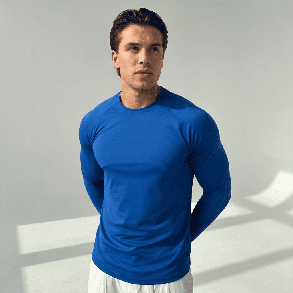 Camiseta Masculina Fitness Manga Longa Dry Fit para Academia, Caminhada e Corrida