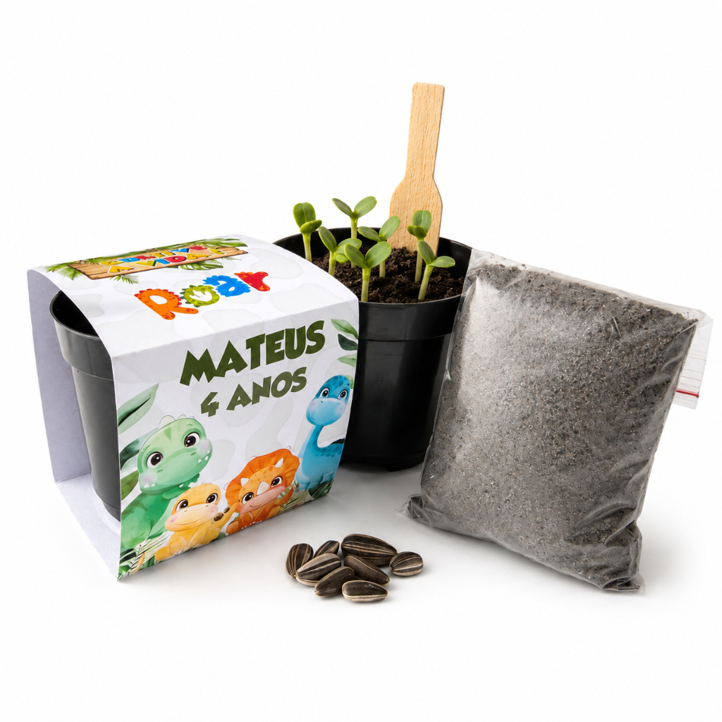 Lembrancinha Para Plantar Personalizada Kit Plantio Dino Baby Lembrancinha Ecológica Dinossauros