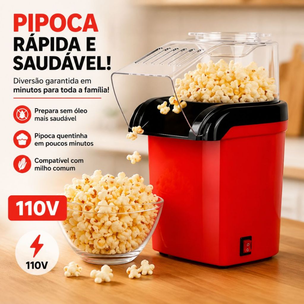 Pipoqueira Elétrica Popcorn Maker 110V  Pipoca Sem Óleo