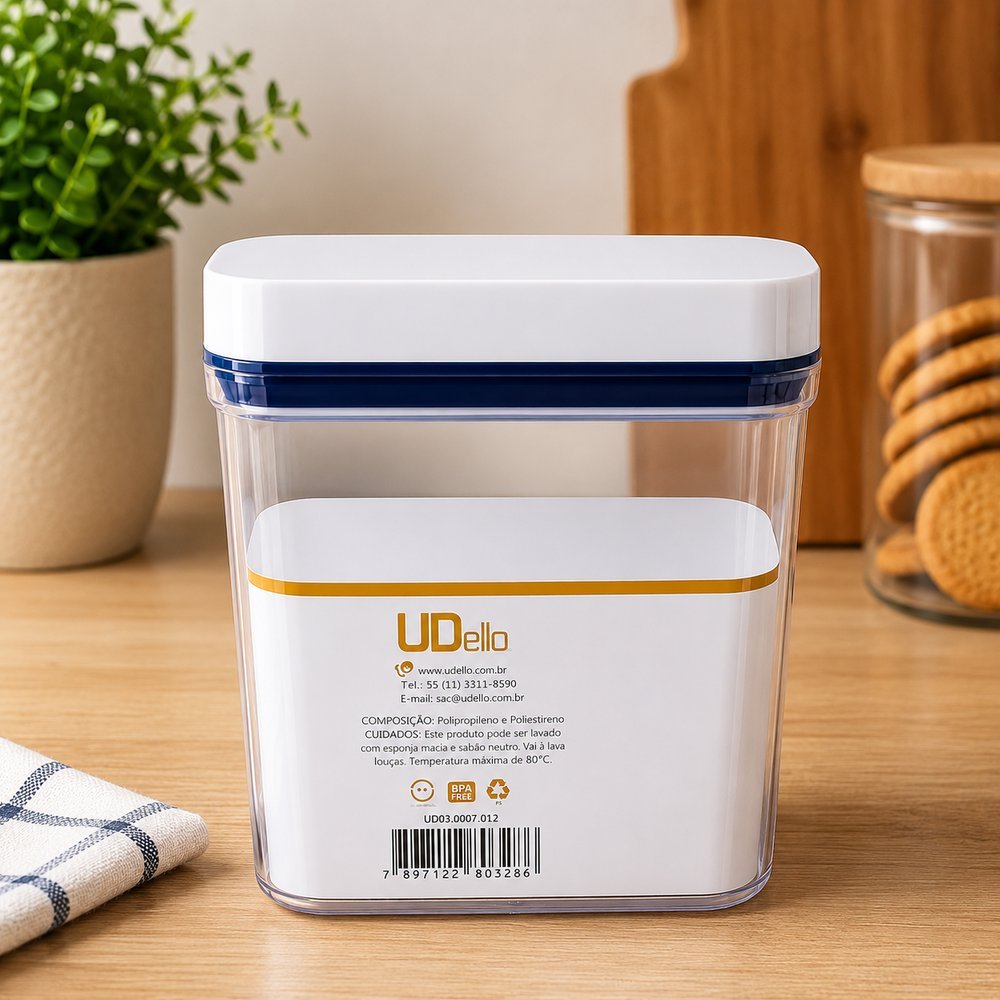 Pote Hermético Retangular 1,7 Litros Organizador De Alimentos Mantimentos Cozinha Vedação Resistente Transparente Prátic