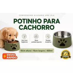 Comedouro Elevado Pet Inox Cachorro Gato Bebedouro Tigela Ração Água Antivômito