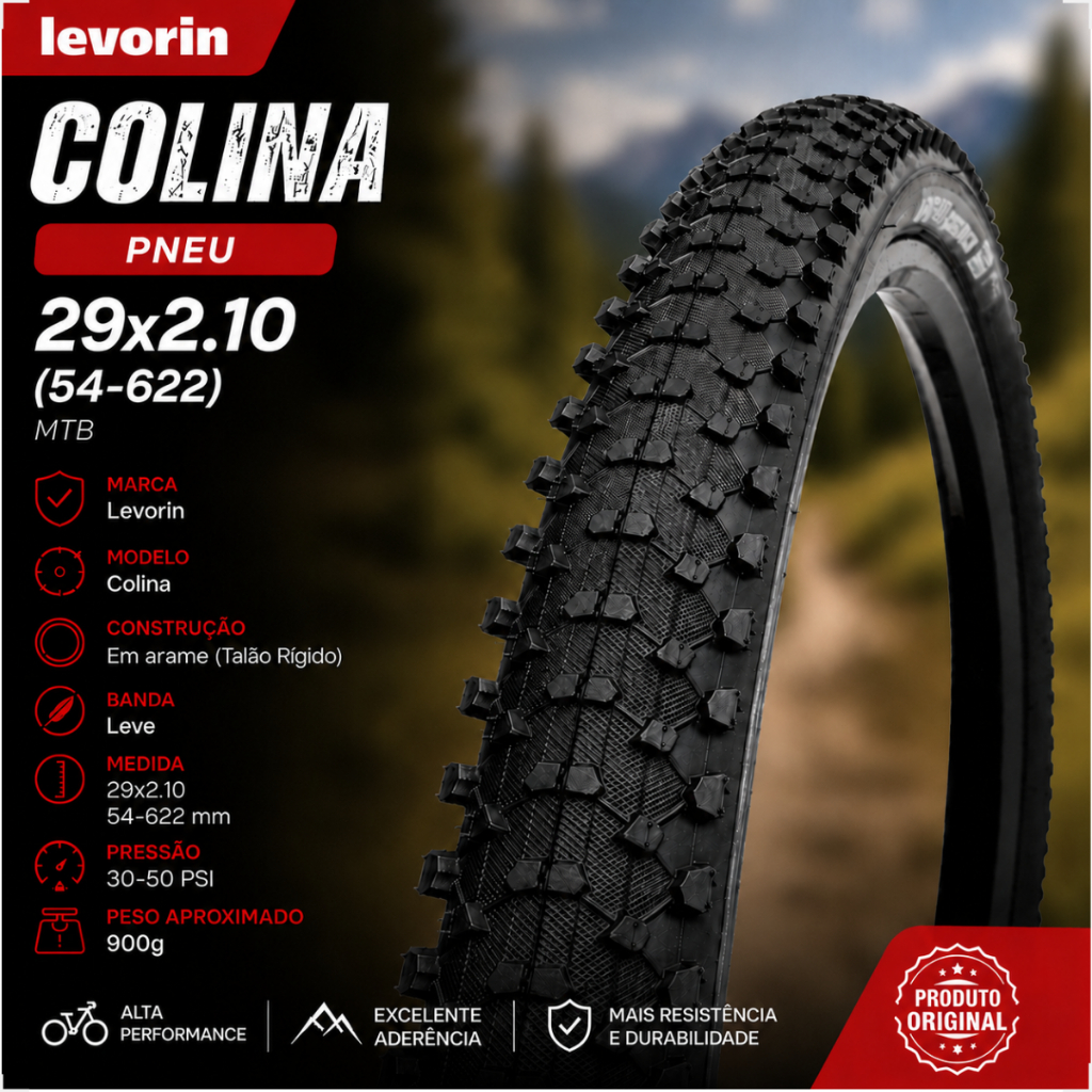 PNEU LEVORIN COLINA BICICLETA BIKE ARO 29 x 2.1 MTB CRAVUDO TRILHA BANDA LEVE ARAME