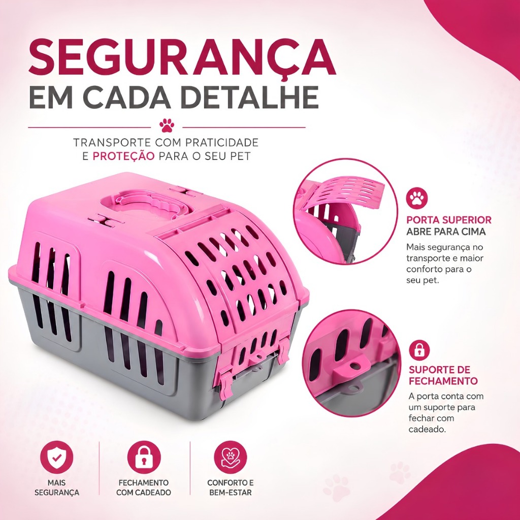 Caixa de Transporte Para Cachorro Gato Coelho Four Plastic N.01 Porte Pequeno Viagem e Passeio Pet — imagem 2 de 2