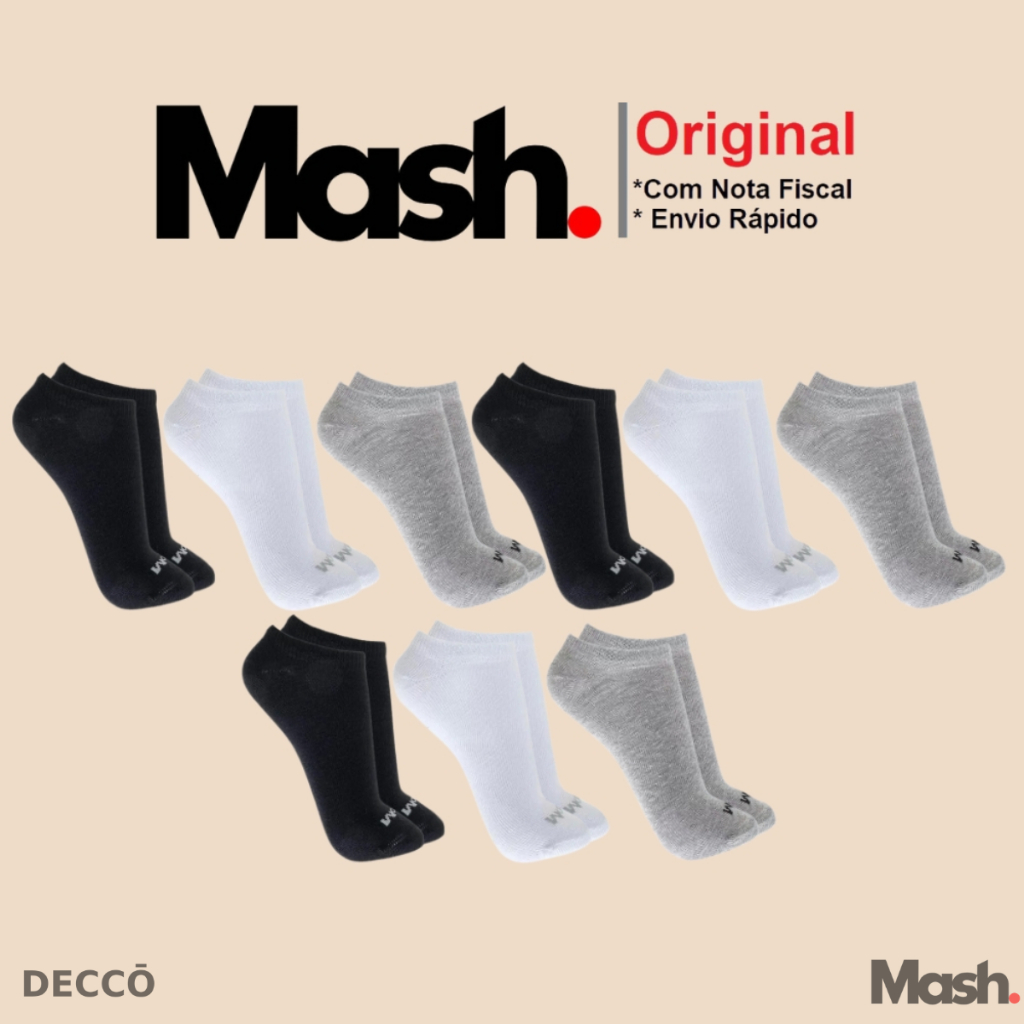 Kit Com 9 Pares de Meias Sport Mash Cano Curto em Algodao Unissex Para Corrida Caminhada