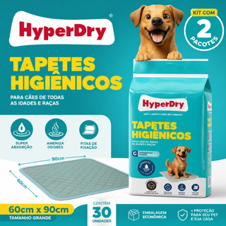 Super Kit 60 Tapetes Higiênicos Pet 60x90cm (2 Pacotes) - Máxima Absorção Sem Vazamentos