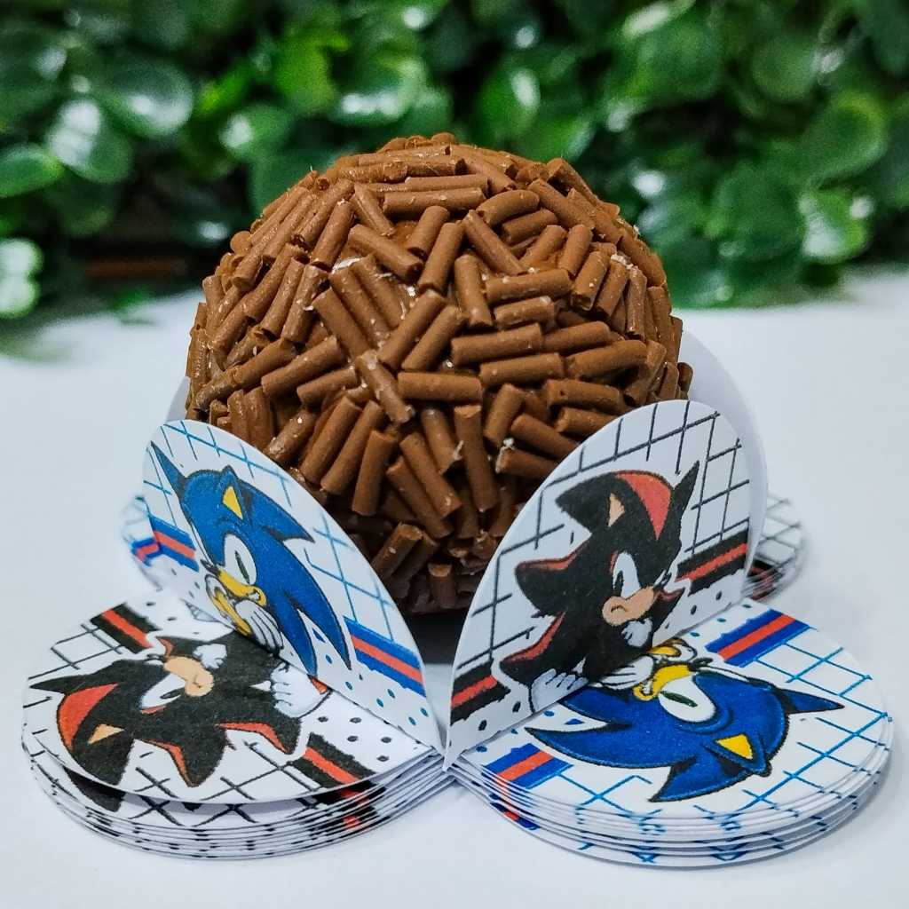 Forminha de Doce Sonic e Shadow 4 Pétalas Kit 50 100 200 300 Unidades Aniversário Pronta Entrega Envio 24h