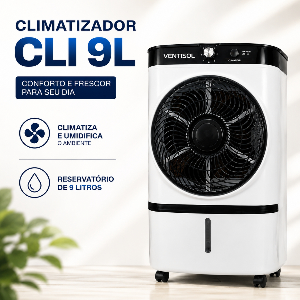 Climatizador de Ar Ventisol Clin 9 Climatizador de Ar 9 Litros Branco Cliamtizador 220v Portátil