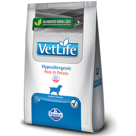 Ração Vet Life Hypoallergenic Pork e Potato para Cães 10,1kg