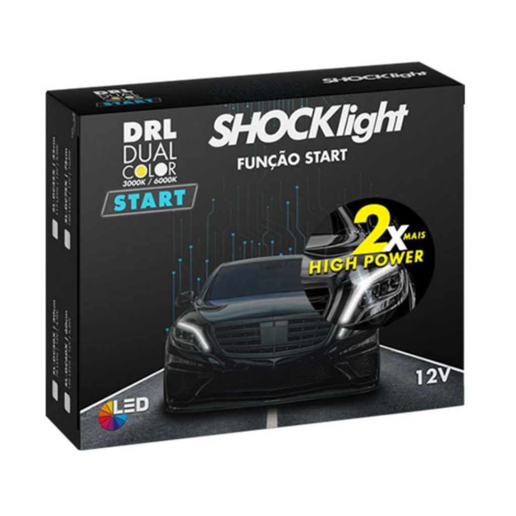 Fita Led Shocklight Dual Color 2 Estágios DRL/Pisca 75cm - 6000K/3000K - (SL-DC75)
