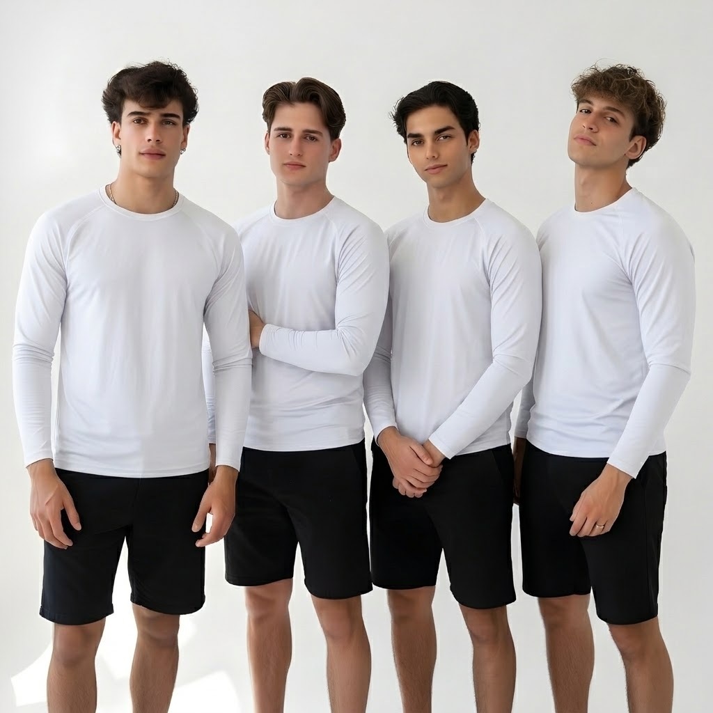 Kit 4 Camisetas Masculinas Manga Longa Dry Fit para Academia, Esportes e Lazer