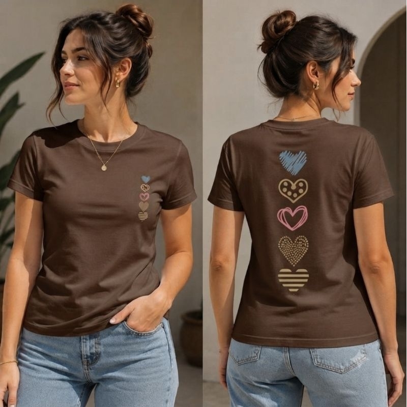 Blusa Feminina T-Shirt Tecido Algodão Alta Qualidade Casual Confortável Manga Curta Elegante