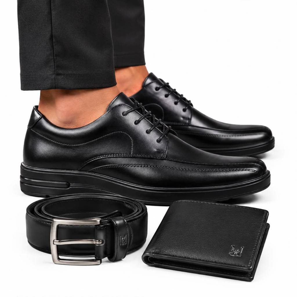 Sapato Confort Casual Masculino Premium Com Cinto Dupla Face E Carteira
