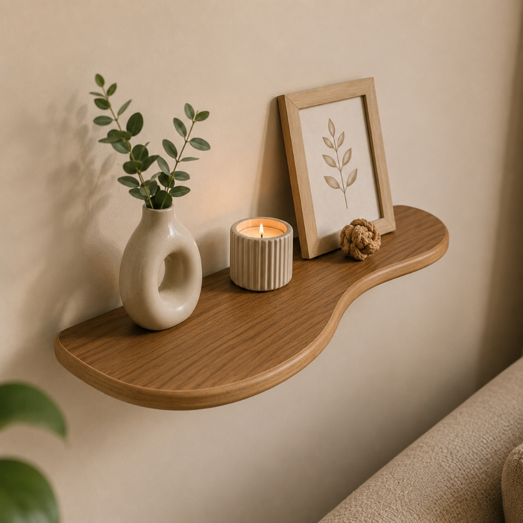 Prateleira Orgânica MDF Flutuante Decorativa para Sala Quarto Banheiro