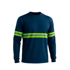 Camiseta Trabalho Malha PV Manga Longa Uniforme Faixa Refletiva Rodovias
