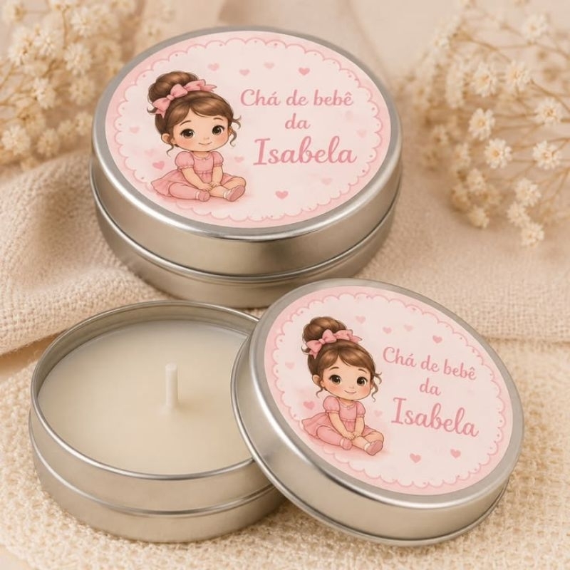 Lembrancinha De Velas Aromaticas Na Latinha - Chá De Bebê Lembrancinha De Maternidade - Cha Revelação