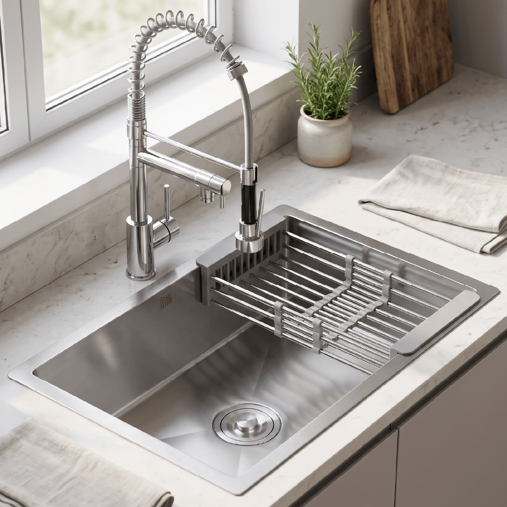 Kit Cuba Inox 304 Gourmet Bancada Cozinha Torneira Monocomando Spray Extensor Fl
