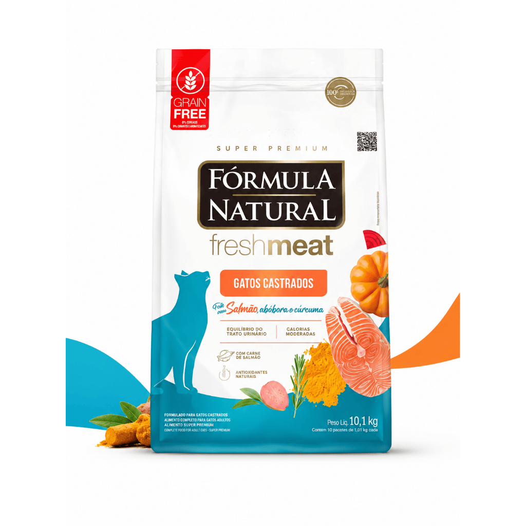 Ração Fórmula Natural Fresh Meat Gatos Castrados Salmão 10,1kg Super Premium Original