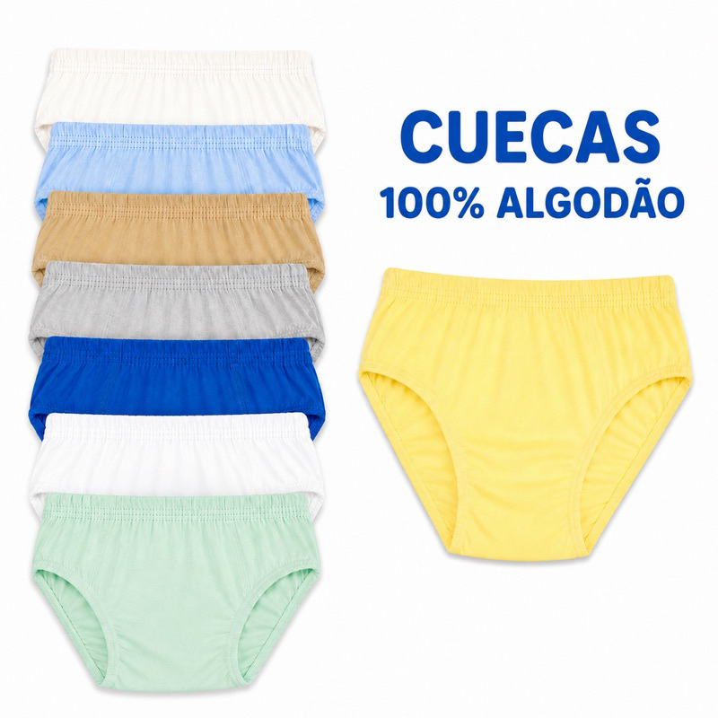 Kit Cueca Infantil Menino 12 ou 6 Unidades 100% Algodão Super Macia Confortável Cores Sortidas Top +