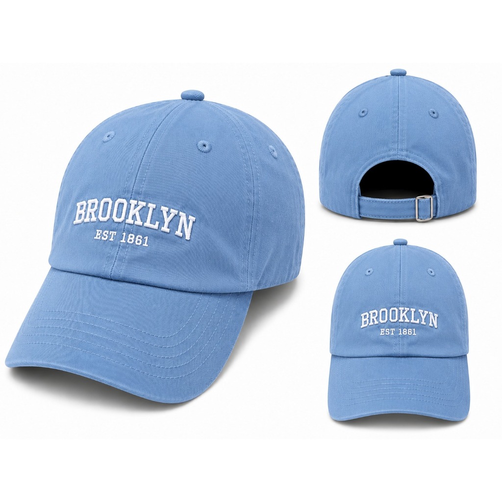 Boné Brooklyn Dad Hat Premium Lavado e Bordado Aba Curva Regulável