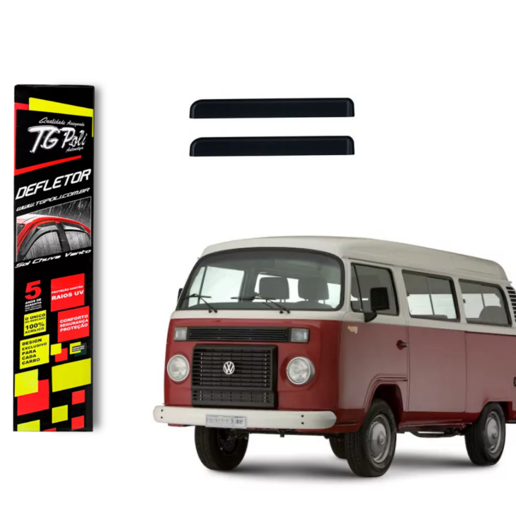 Calha de Chuva Volkswagen Kombi 1978 a 2014 2 portas TG Poli Defletor Portas Protetor Janelas Fumê