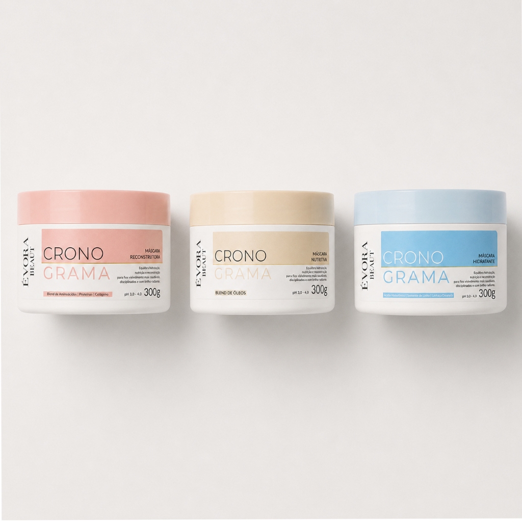 Kit 3 Máscaras SOS Cronograma Capilar Évora 300g Efeito Teia Hidratação Nutrição Reconstrução Profissional