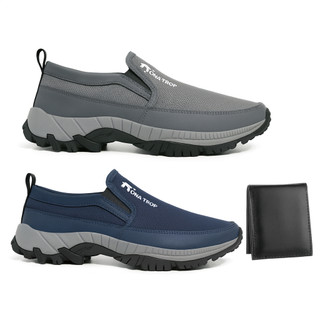 Kit 2 Tênis Mocassim Masculino TKZ Adventure Casual Calce Facil  Sapato Carteira