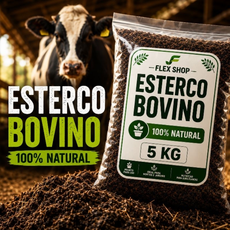 Esterco Bovino 5kg Para Horta Vasos Plantas Flores Jardim Adubo Natural Orgânico Pronto Para Uso