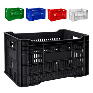 Kit 2 Caixas 50L Empilhável Cores Variadas Hortifruti Organizador Agrícola Mercado Feira Verdura